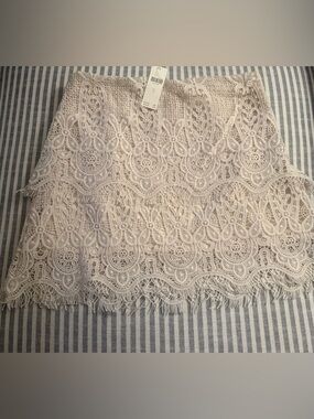 Anthropologie Lace Tiered Mini Skirt - Cream